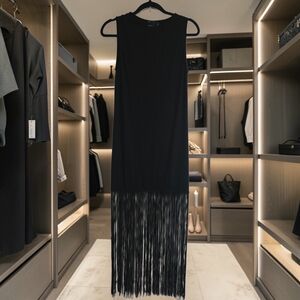 ASOS Black Sleeveless Fringe Maxi Dress